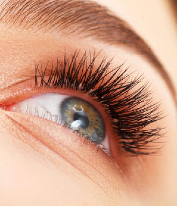 Woman eye with long eyelashes. Eyelash extension